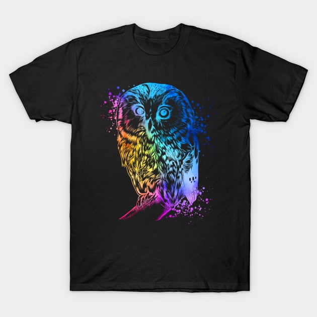 Colorful owl T-Shirt by Modern Medieval Design